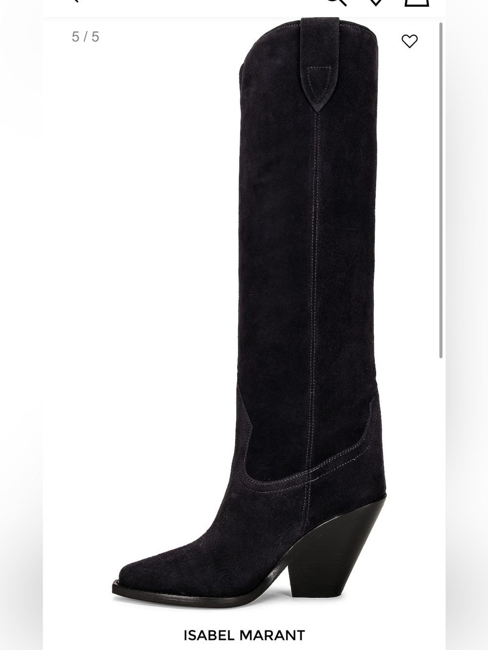 Isabel Marant Black Suede Over-the-Knee Western Boot